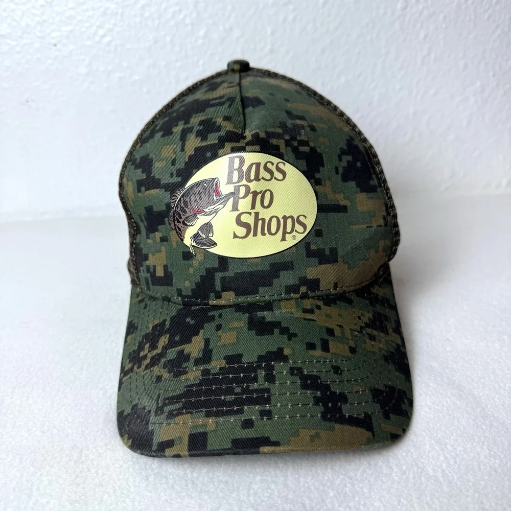 Bass Pro Shops Hat Digital Camo Mesh Back Trucker Cap Adjustable SnapBack